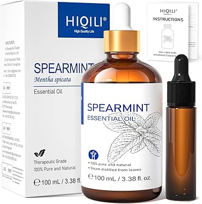 HIQILI 100ML Spearmint Oil for Skin Care, Facial, Can be Added to Lotions, Creams -100% Pure Natural Treatment Grade - 3.38 Fl Oz