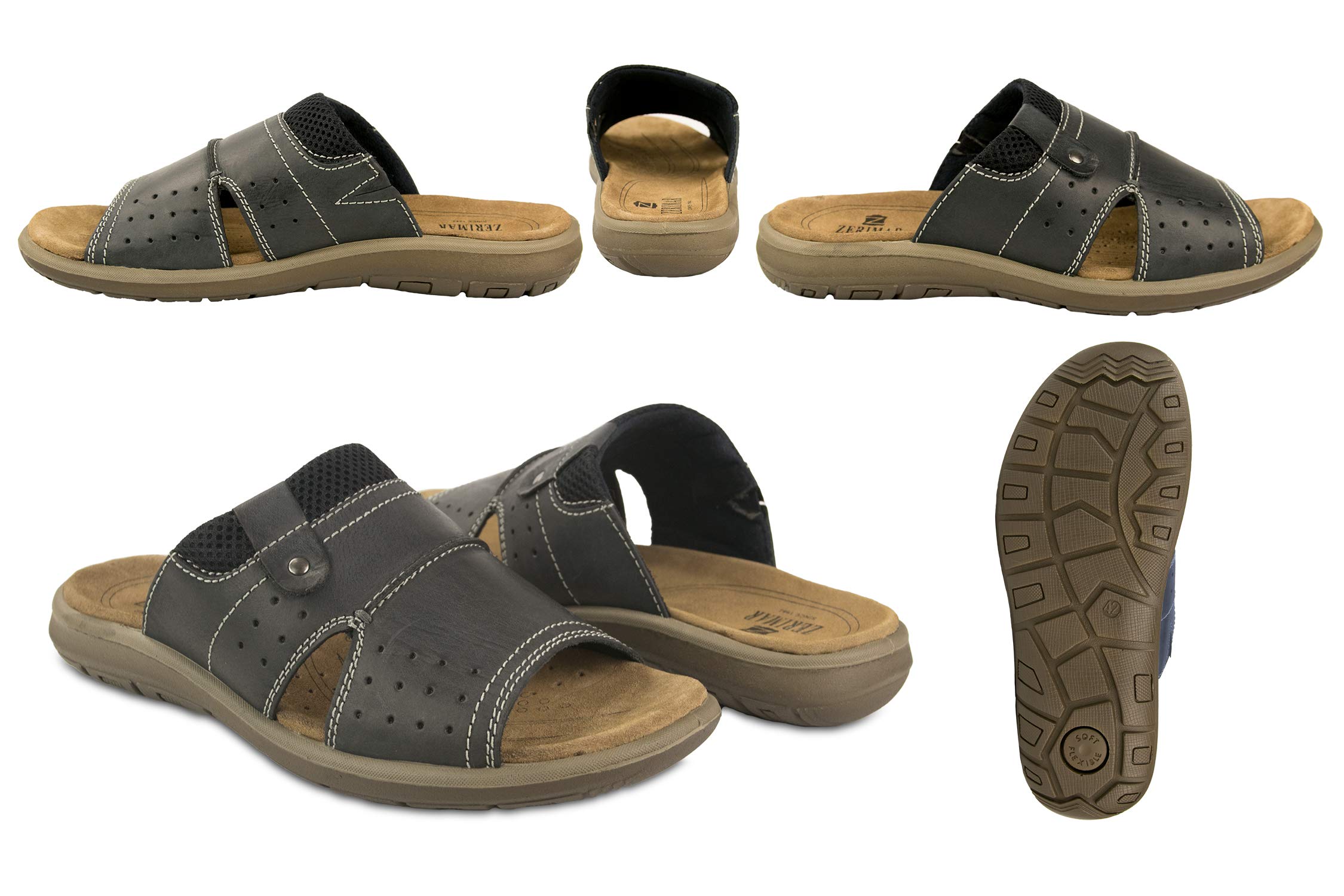 Zerimar Sandalia de Vestir de Hombre de Piel | Sandalia de Verano para Hombre | Sandalias Planas Cómodas | Sandalias de Hombre de Cuero | Suela Antideslizante | Sin Cierre