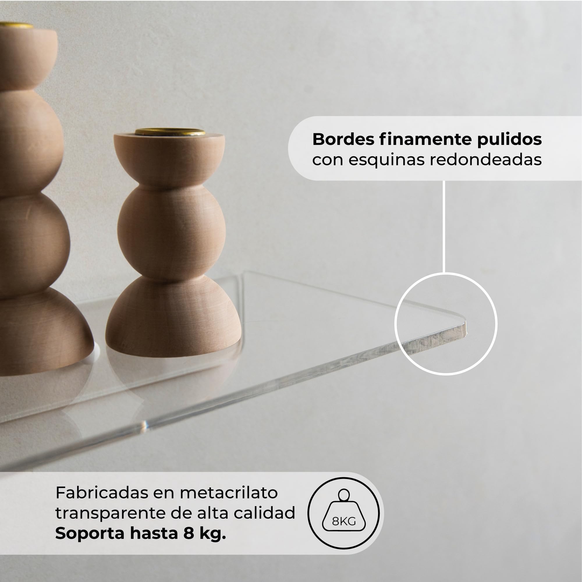 MILUKA Repisas de Pared en Metacrilato Transparente 60 x 15 cm (Pack 2) | Estante flotante de acrílico resistente, Baldas Invisibles Efecto Cristal | Repisas Decorativas para Libros, Fotos y Plantas