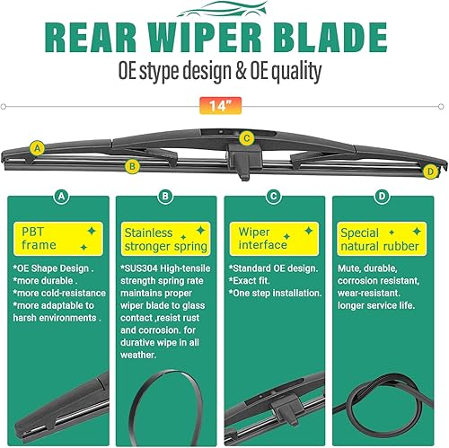 Miniatura 4 de Escobillas de repuesto para limpiaparabrisas de 22 pulgadas, 21 pulgadas y 14 pulgadas para Honda Pilot 2009-2015 prémium para todo tipo de clima,