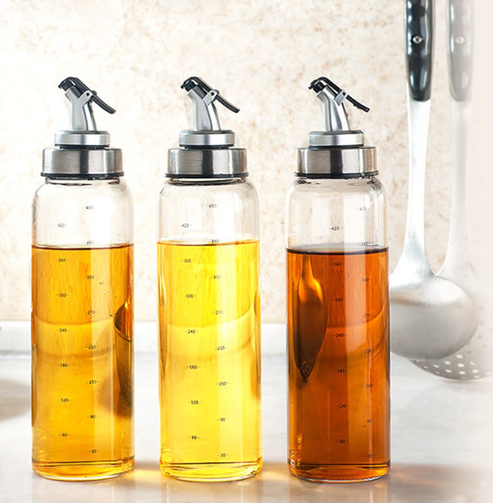 enduo Dispensador de Aceite de Oliva y vinagre-170 ml oz Botella de Vidrio Transparente para condimento