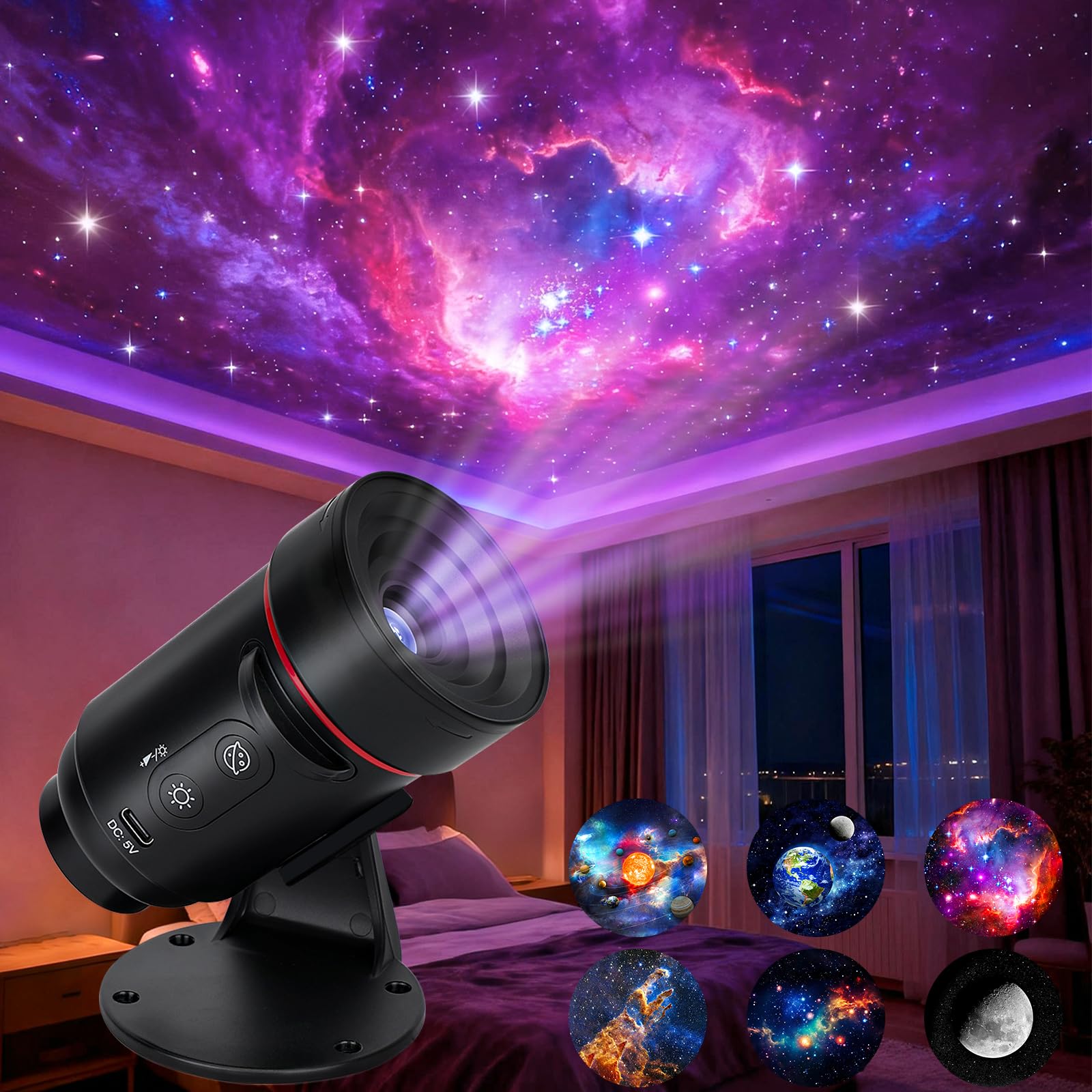 プロジェクター Nebula Nova Ceiling Projecter Winverty Galaxy Projector, HD Star Planetarium Projector with 6