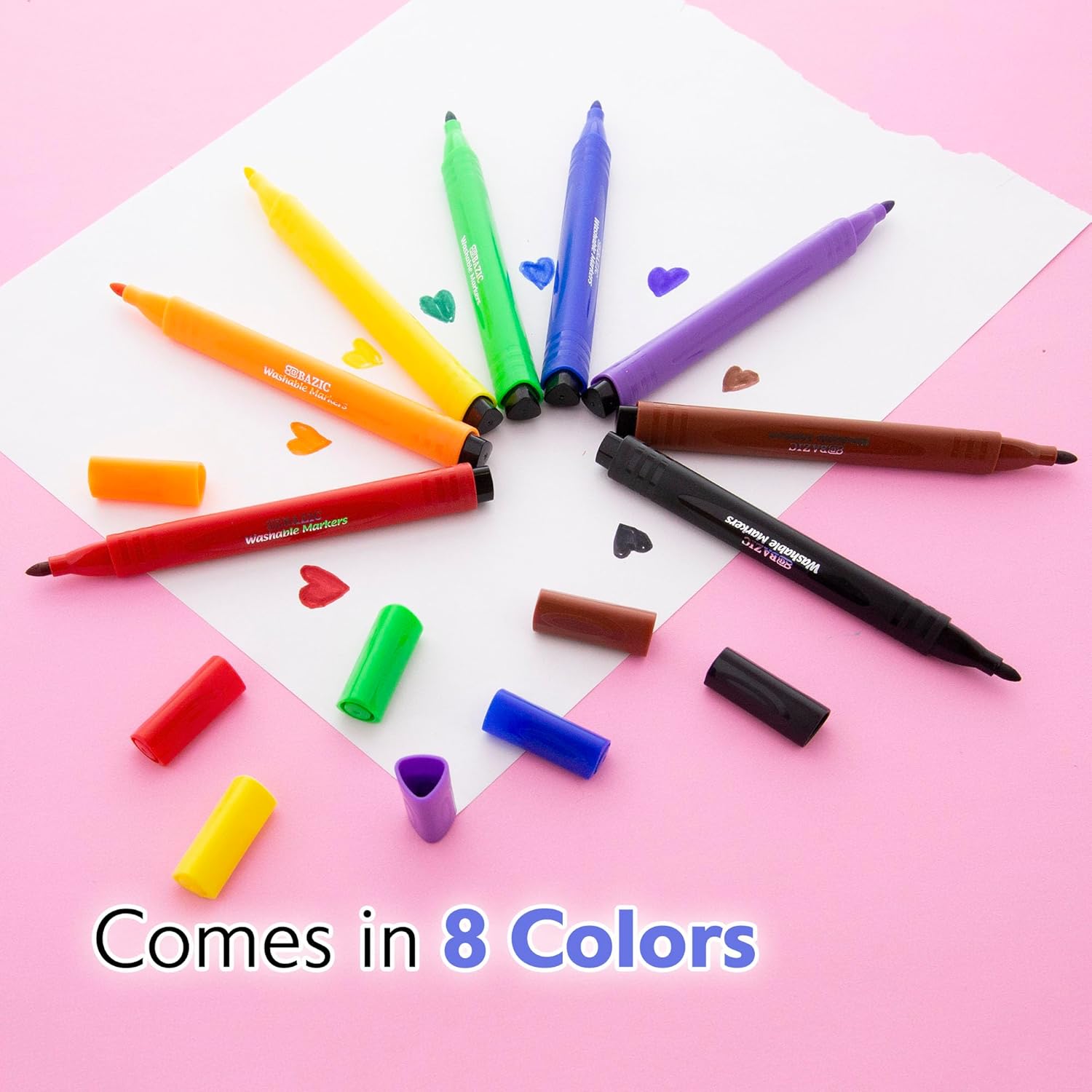 BAZIC PRODUCTS Washable Markers Jumbo Broad Tip 8 Count