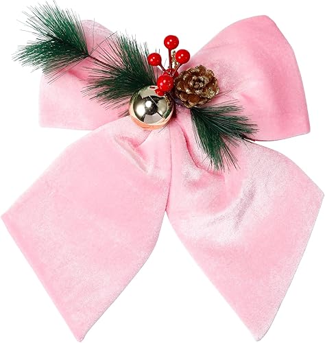 allgala Lazos decorativos de terciopelo para guirnalda de coronas, árbol de Navidad, paquete de 2, 14 unidades (11.8 x 13.8 in), color rosa-XBW92269 allgala Lazos decorativos de terciopelo para guirnalda de coronas, árbol de Navidad, paquete de 2, 14 unidades (11.8 x 13.8 in), color rosa-XBW92269