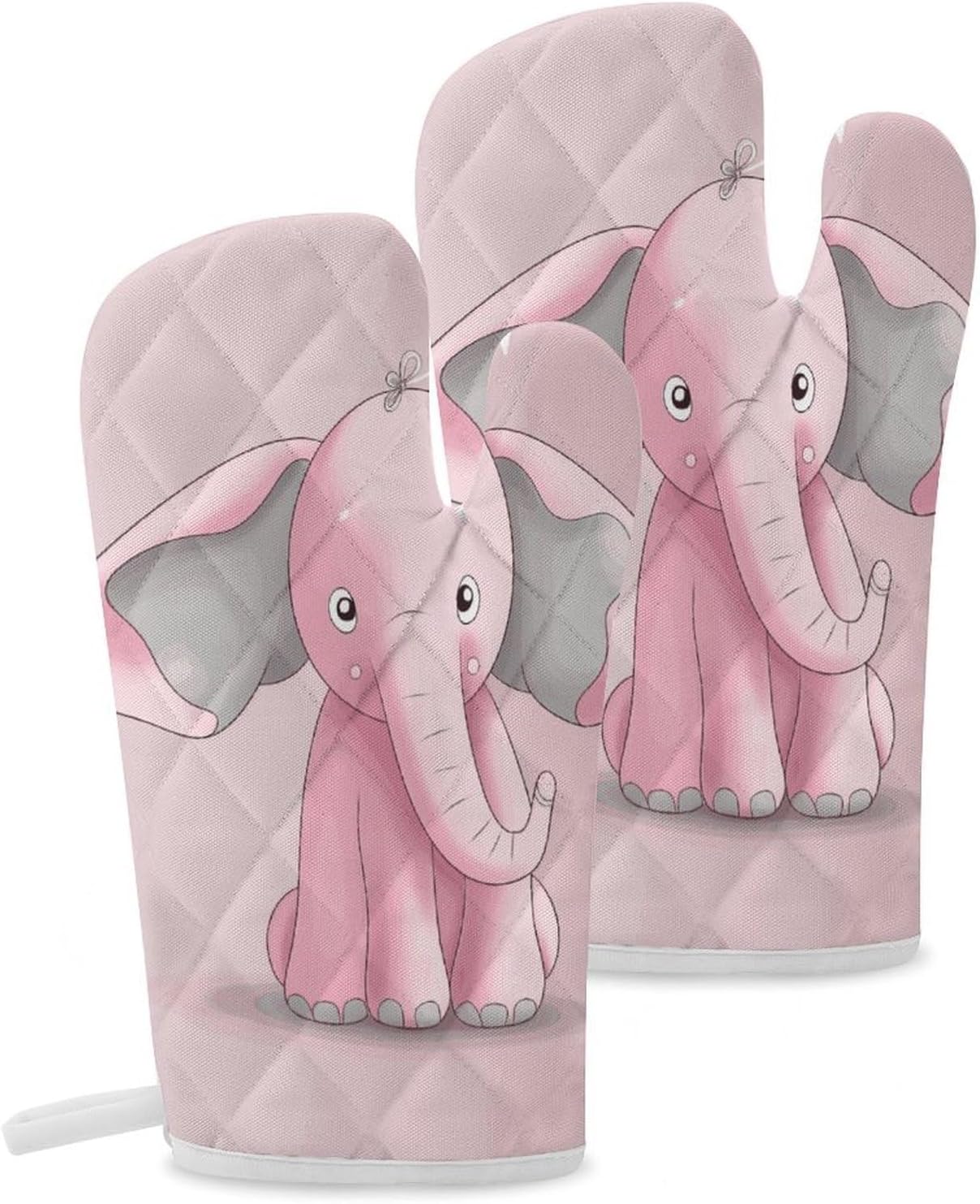 2 Pcs Oven Mitts Heat Resistant Kitchen Gloves Soft Safety Elephant Oven Glove for Microwave, Barbecue