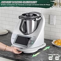 Placă glisantă ANBOXIT pentru Thermomix TM6/TM5, accesoriu de bucătărie din bambus cu role, alb 2