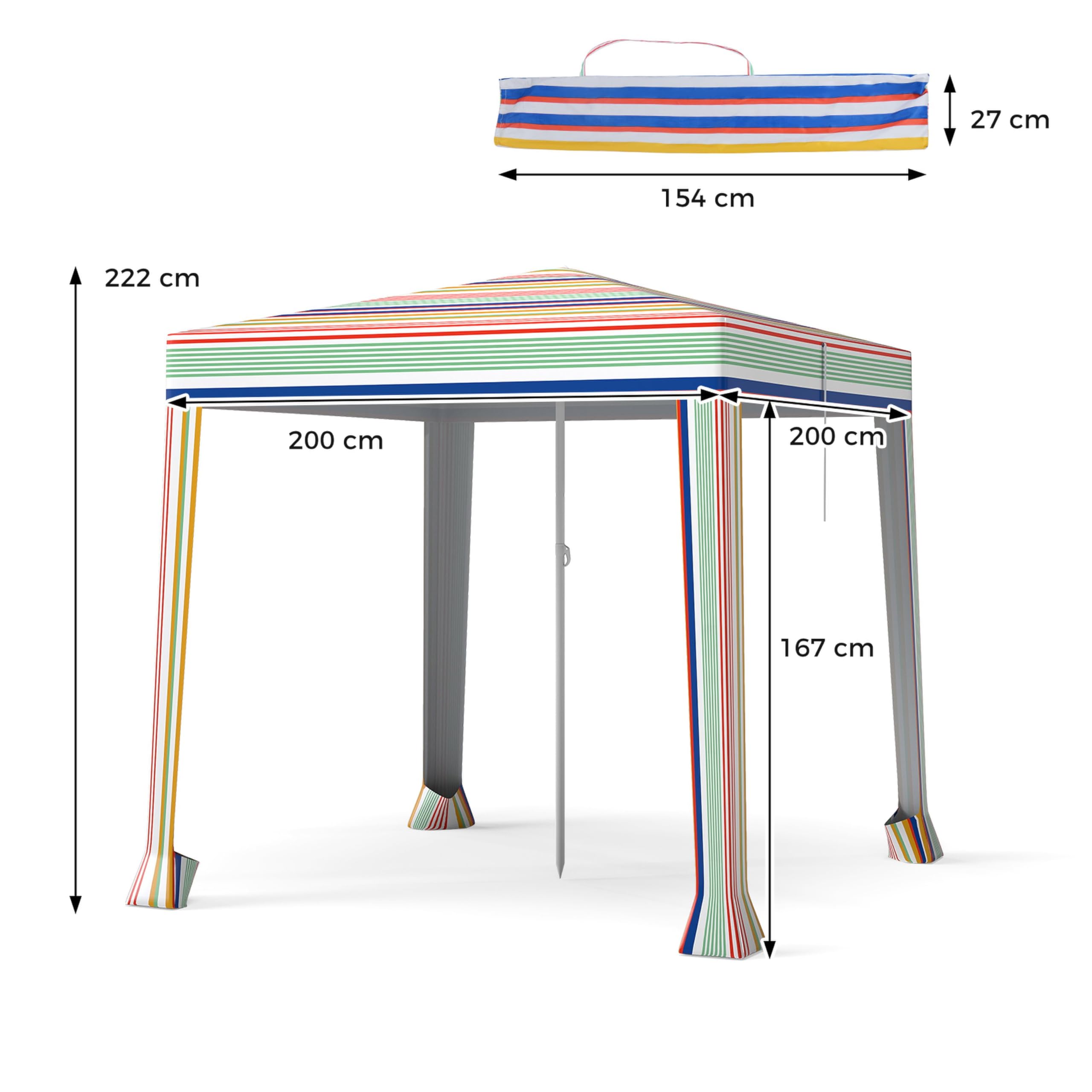 GYMAX Plegable Tiendas de Playa 2x2 m, Sombrilla Playa Grande con Protección Solar, Carpa Portátil para Camping y Picnic