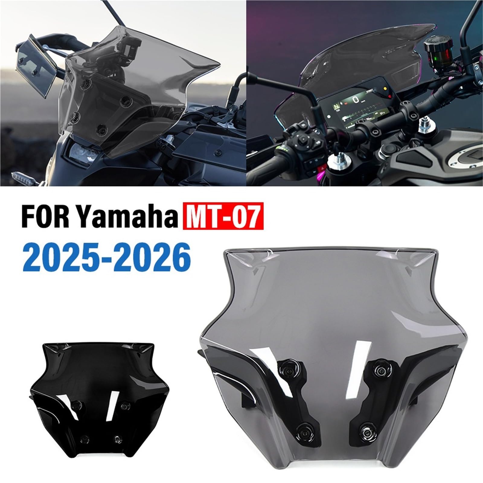 Pasuje do motocykla Yamaha MT-07 MT07 2025 2026 Przednia owiewka, deflektor szyby przedniej Przednia szyba motocyklowa(1 Set Light gray)