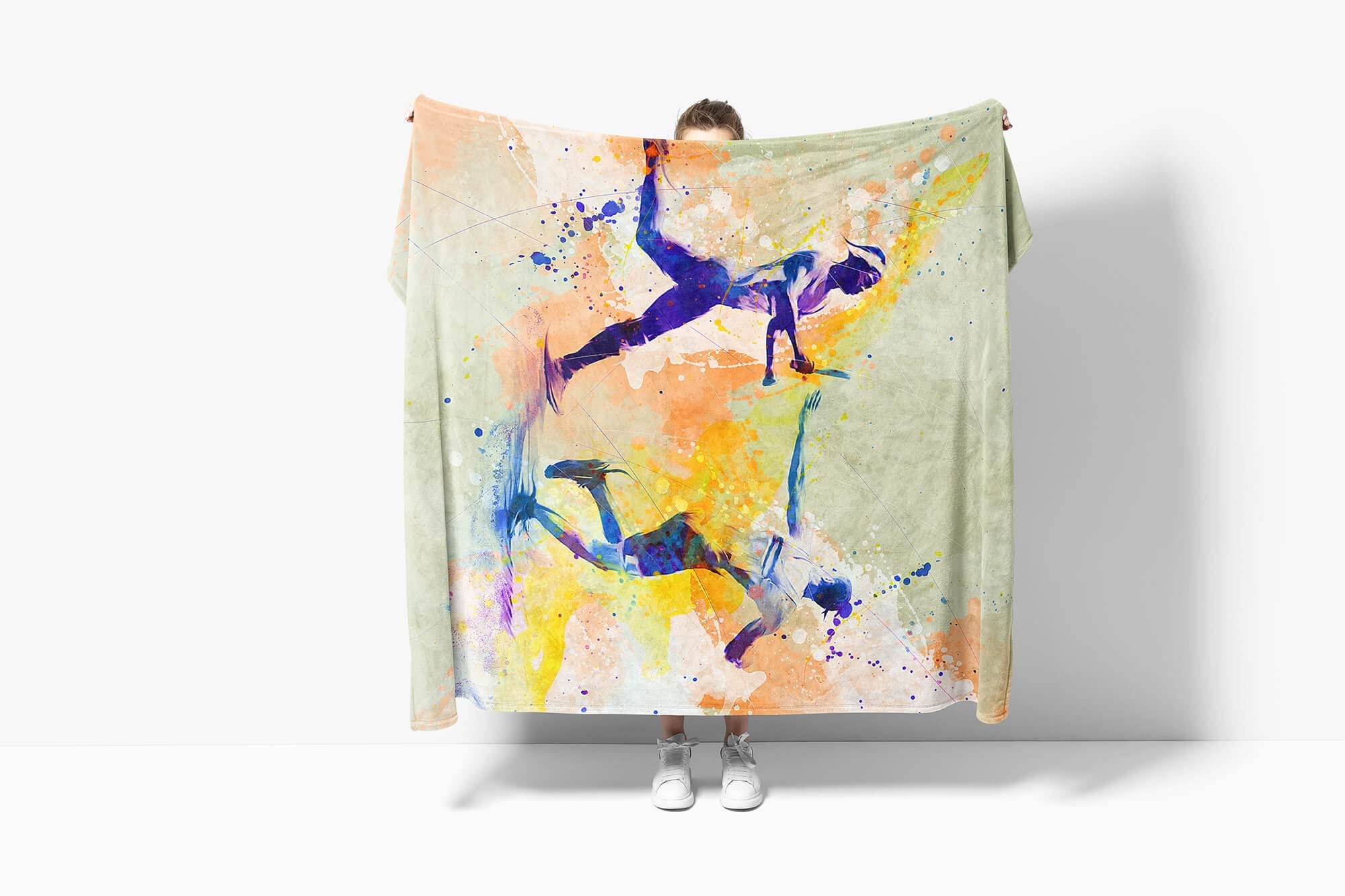 SplashArt Sport Handtuch Strandhandtuch Saunatuch Kuscheldecke Kunstvoll Staffellauf SPOR Größe 180 x 130 cm (Tagesdecke - Sherpa Flies)