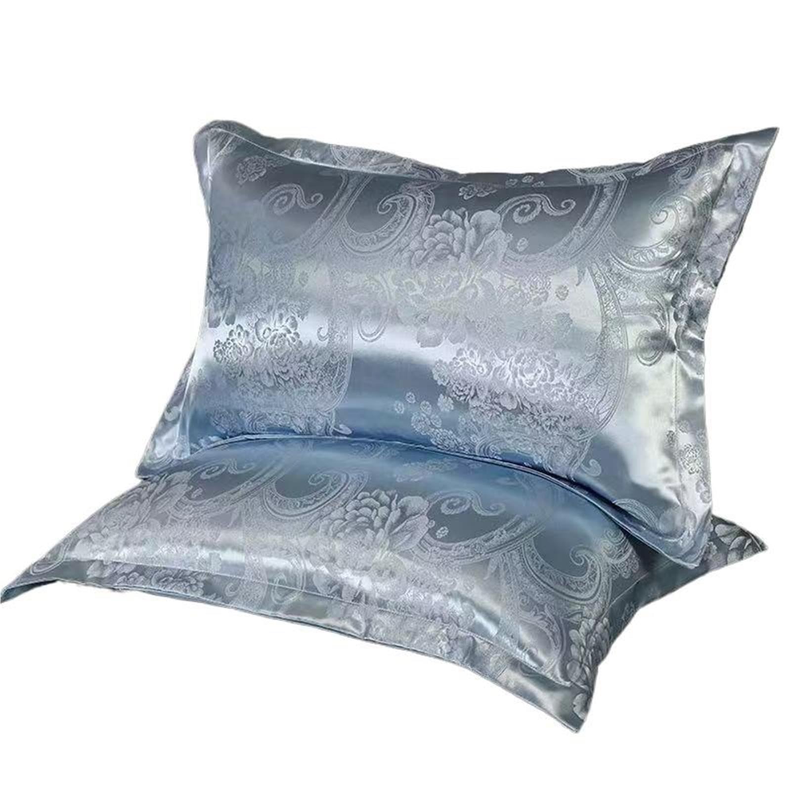 Federe Rinfrescanti Federa in seta ghiacciata da 2 pezzi 48x74 cm | Texture satinata jacquard for il raffreddamento estivo e la cura della pelle(Color7)
