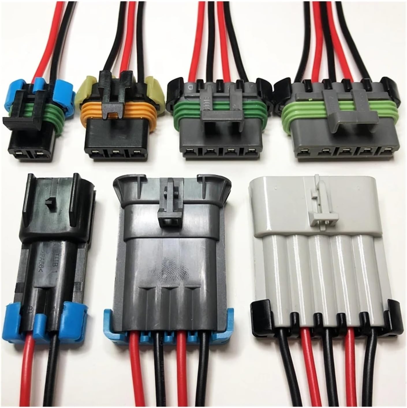 Dj7025w-2.8 Car Electronic Fan Plug 2/3/4/5/6/ Pin Blower Control Connector 15300027 Harness Waterproof Socket Wire Length 15cm (Color : 4p strip line, Size : 5sets)