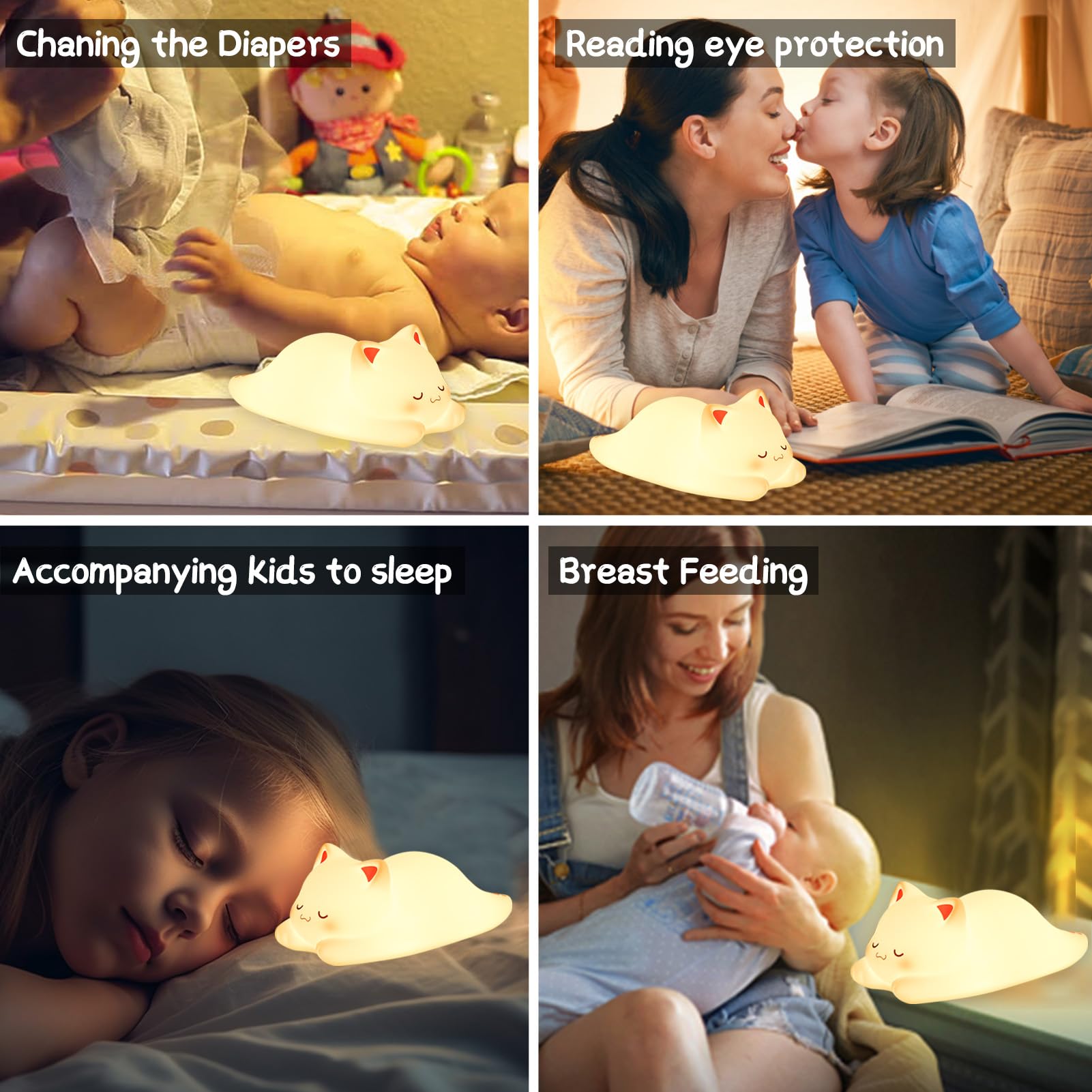 ZKLiLi Night Light for Kids Lamp 16 Colors Cute Cat Lamp Dimmable Baby Night Lights for Nursery Toddler — view 6