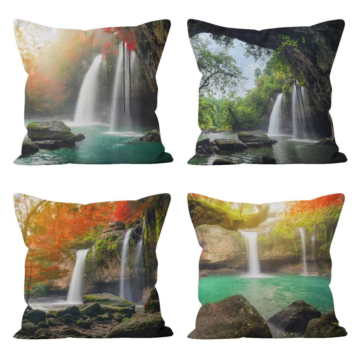 Taie d'oreiller lin et gaze de coton, lot de 4 housses de coussin 50x50cm