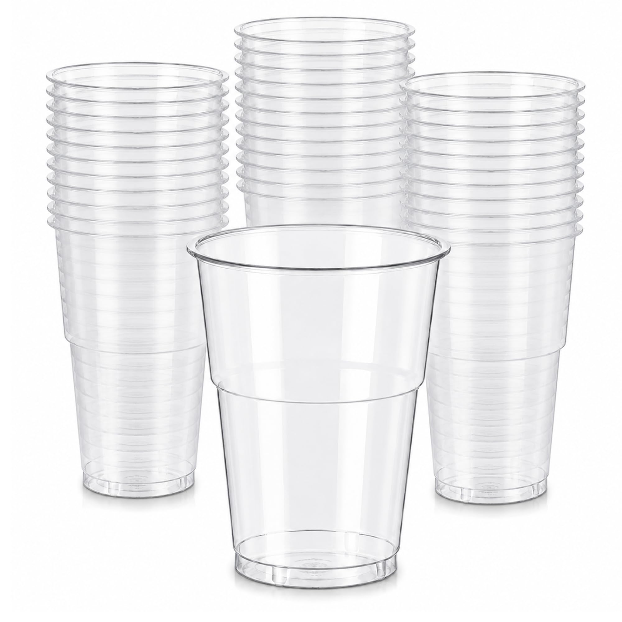 Clear Reusable Plastic Beer Cups 12oz Pack of 100 – Reusable Drinking Cups for Beer, Lager, Cider, Soft Drinks & Cocktails – Premium Crack Resistant PET Cups – Perfect for Parties, BBQs, Festivals