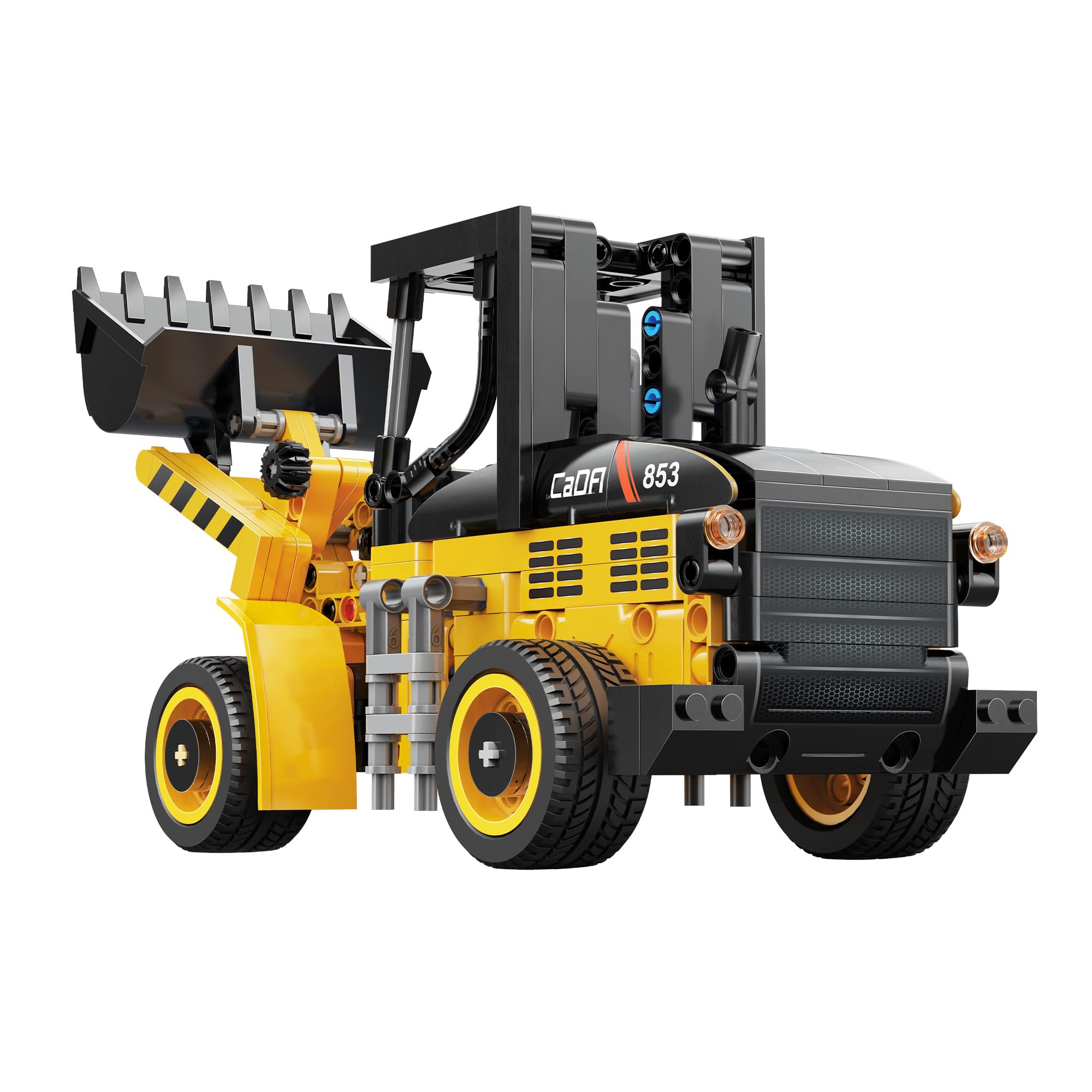 CaDA Construction Loader Tractor - 403 Pieces - Self-Build Brick Building Block Model C65023W, Yellow, Medium - Image 3
