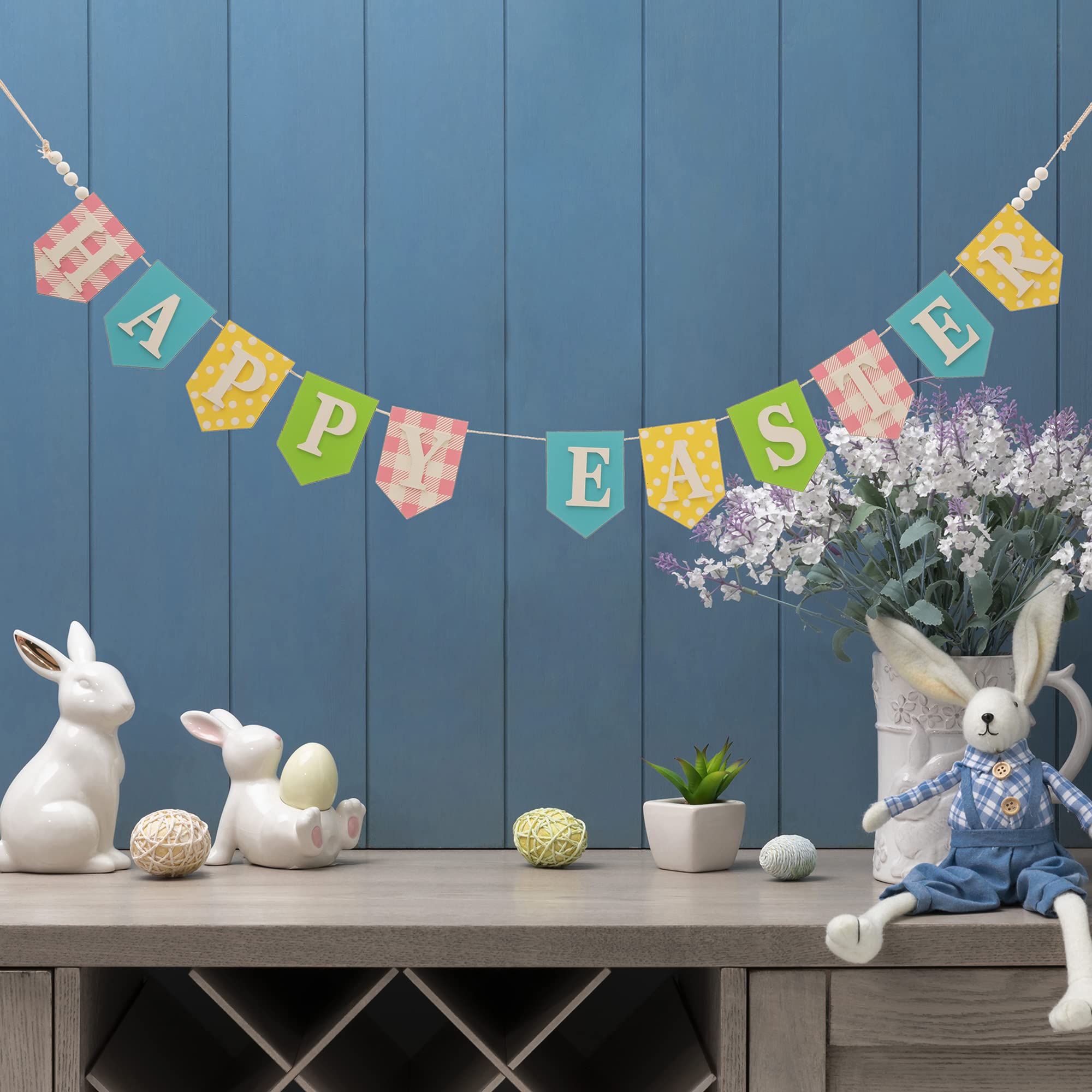 Glitzhome 78"L Wooden Happy Easter Garland