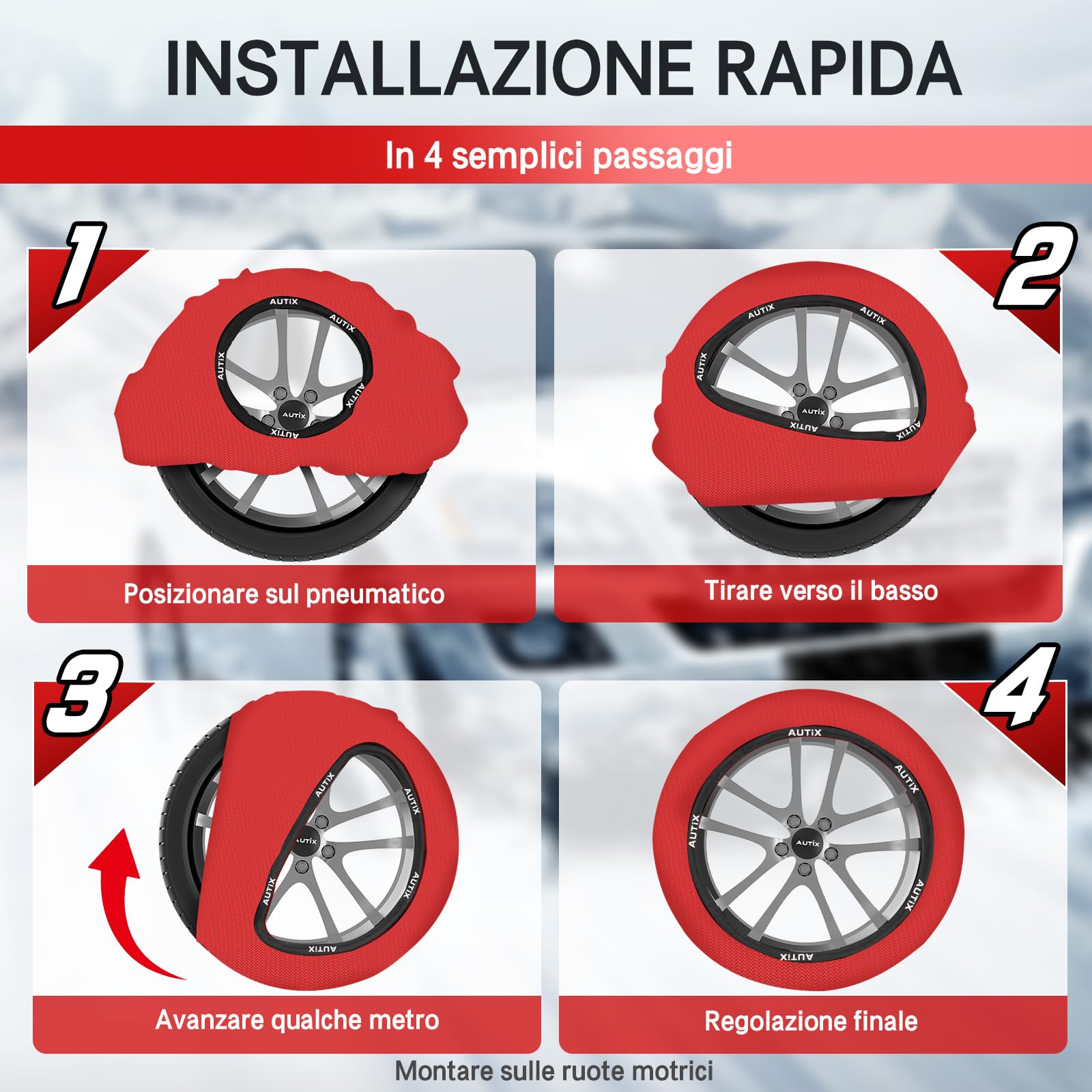 Calze da Neve Omologate Italia EN 16662-1 2020 2 Catene da Neve in Tessuto per Auto XL