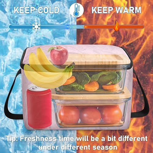 Miniatura 6 de QsirBC Bolsa de almuerzo aislada con textura de mármol rosa para mujeres, reutilizable, bolsa de comida cuadrada para adultos y hombres, lonchera