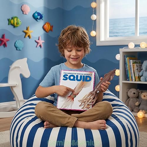 Miniatura 2 de Gemini&Genius Figura de acción de calamar de animales marinos para niños, de goma suave, realista, calamar oceánico, juguetes educativos y de juego