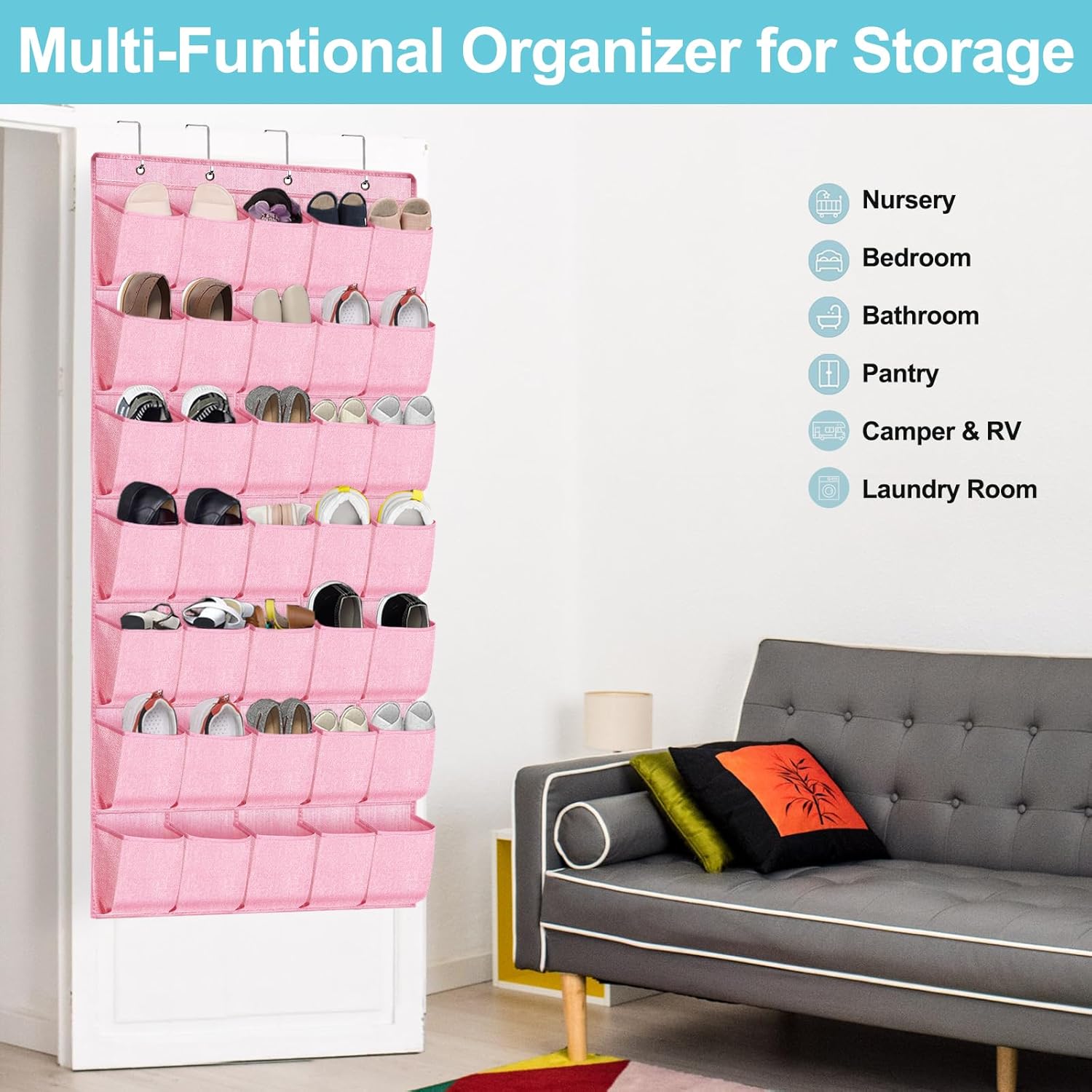 【高級感】35ポケット ドアの上の靴オーガナイザー クローゼット用吊り下げドアシューズラック 大きな靴収納ホルダー Zapateras 靴用オ 長く愛用