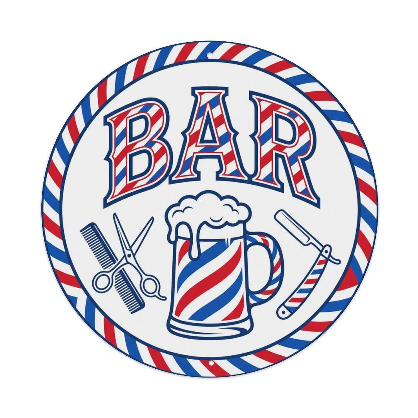 BAR Vintage Barbershop Ornament Metal Tin Sign