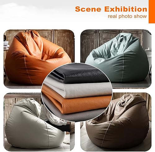 Miniatura 6 de SXBCyan Funda grande de lujo para sofá, puf de piel sintética, impermeable, sin relleno, para exteriores, puff (color naranja, tamaño 31.5 in)