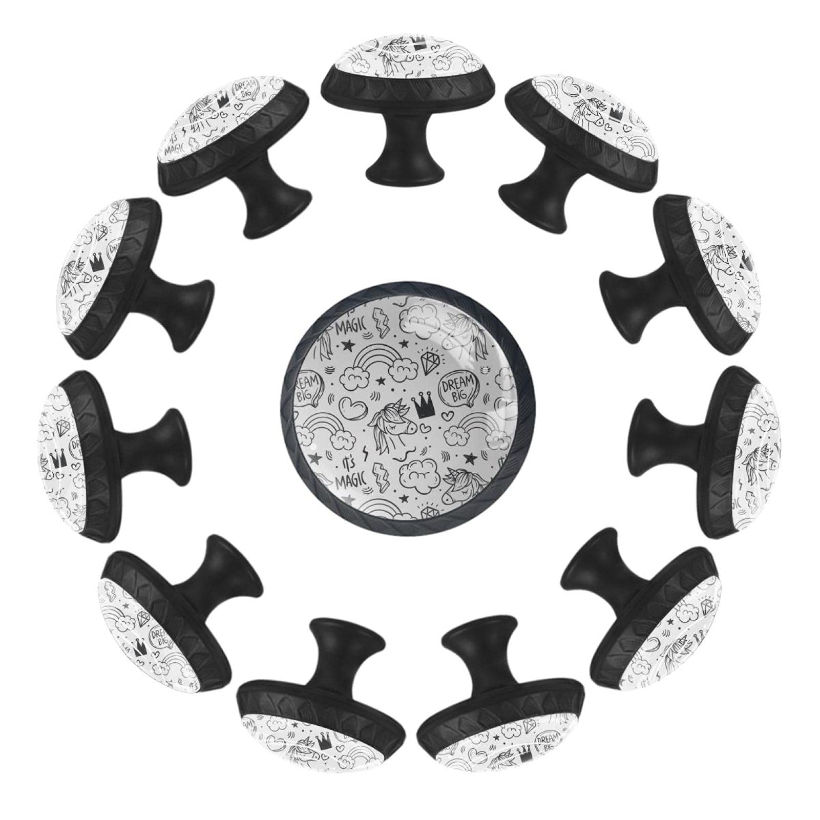 Boutons de tiroir licorne et nuage arc-en-ciel 35mm pour commode de chambre d'enfant