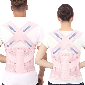 Posture Corrector for Women and Men Shoulder Back Brace Pink, Medium