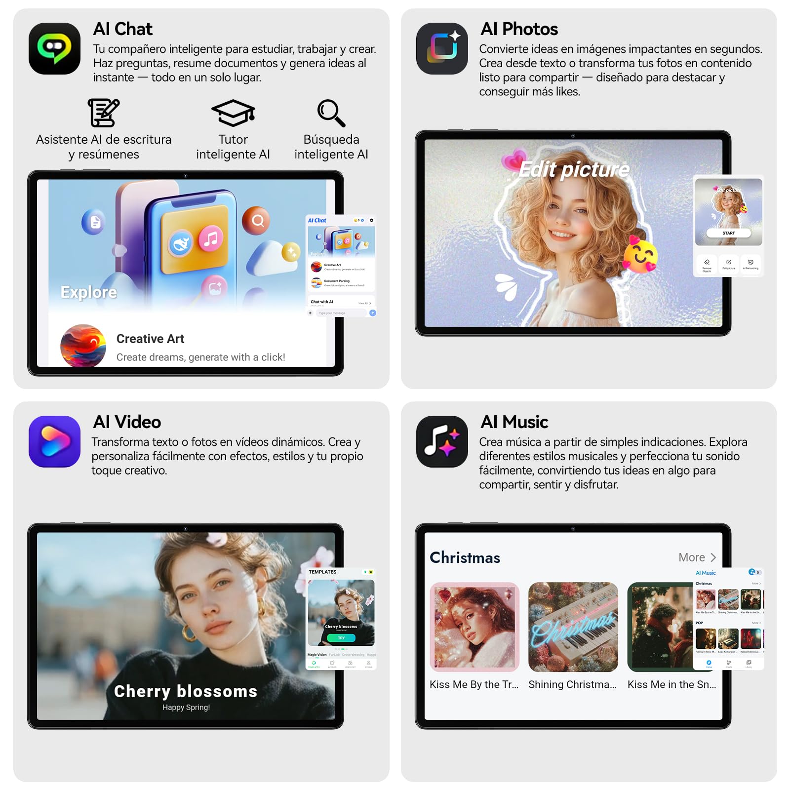 ZENO5 Tablet Android 16 con teclado, 11 pulgadas Tableta 4G LTE, 32GB RAM + 128GB ROM, HD 90 Hz, 8300 mAh, GPS, Gemini AI, Widevine L1, Face ID, con lápiz y ratón, tablet para trabajo y estudio
