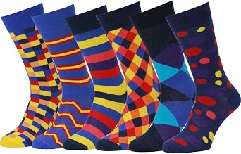 Easton Marlowe Mens Dress Socks - Fun Colorful Socks for Men - Cotton Patterned Fashion Mens Socks 6 Pack