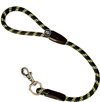 The Pets Company Short Rope Dog Leash for Medium Dogs with Strong Hook, Green 12 mm, 2 Feet