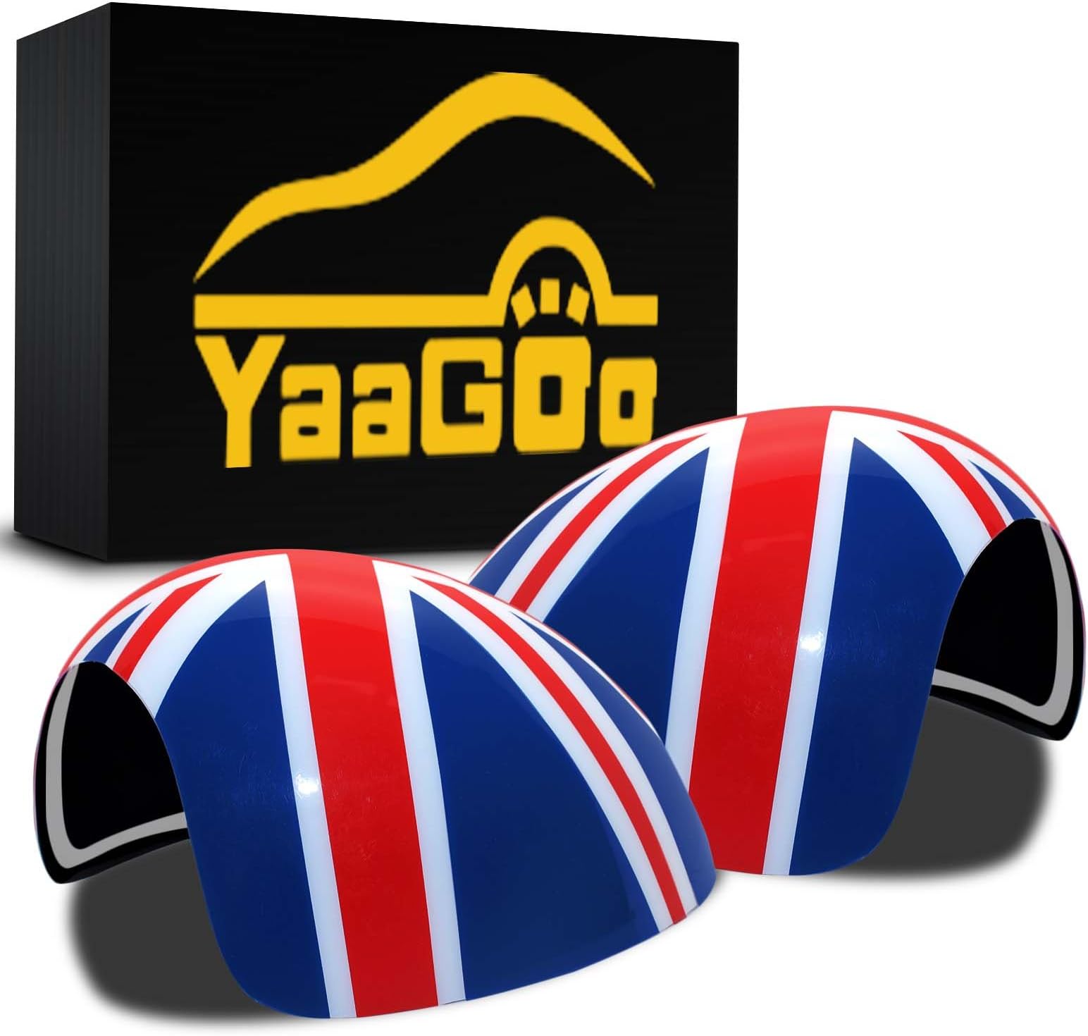 YaaGoo Out Side Wind Door Mirror Cover Plastic Decoration with Sticker Tape, for Mini Cooper (Union Jack, R56R55R56R58R59R60R61NOT Power Folding)