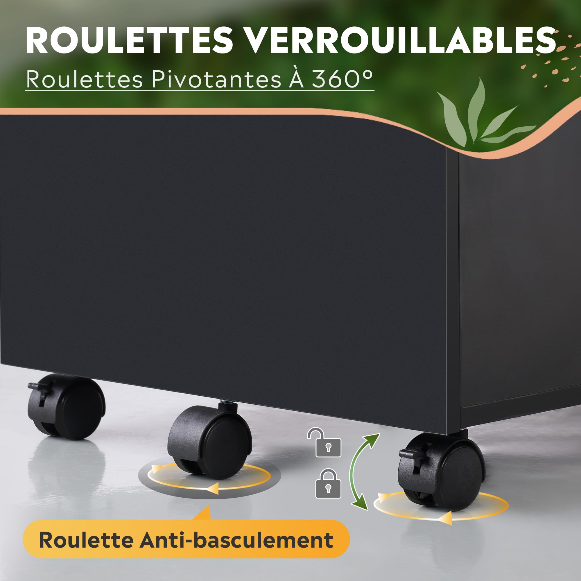 DEVAISE Caisson de Bureau 3 Tiroirs Verrouillable, Meuble sous Bureau avec Support Imprimante, Rangement pour Formats Lettre/Légal/A4, Noir