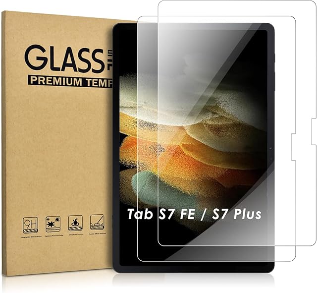 KATUMO [2 Pack Screen Protector for Samsung Galaxy Tab S7 FE /S8 Plus/S7 Plus 12.4 inch, Tempered Glass Film Protective Screen
