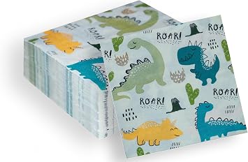 100 Pcs 2-Ply Paper Napkins Disposable, Dinosaur Decorative Napkins Soft and Smooth Napkins for Guest Everyday Use, Ideal for Western Dining, Weddings, Birthdays, and Party Supplies