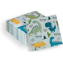 100 Pcs 2-Ply Paper Napkins Disposable, Dinosaur Decorative Napkins Soft and Smooth Napkins for Guest Everyday Use, Ideal for Western Dining, Weddings, Birthdays, and Party Supplies