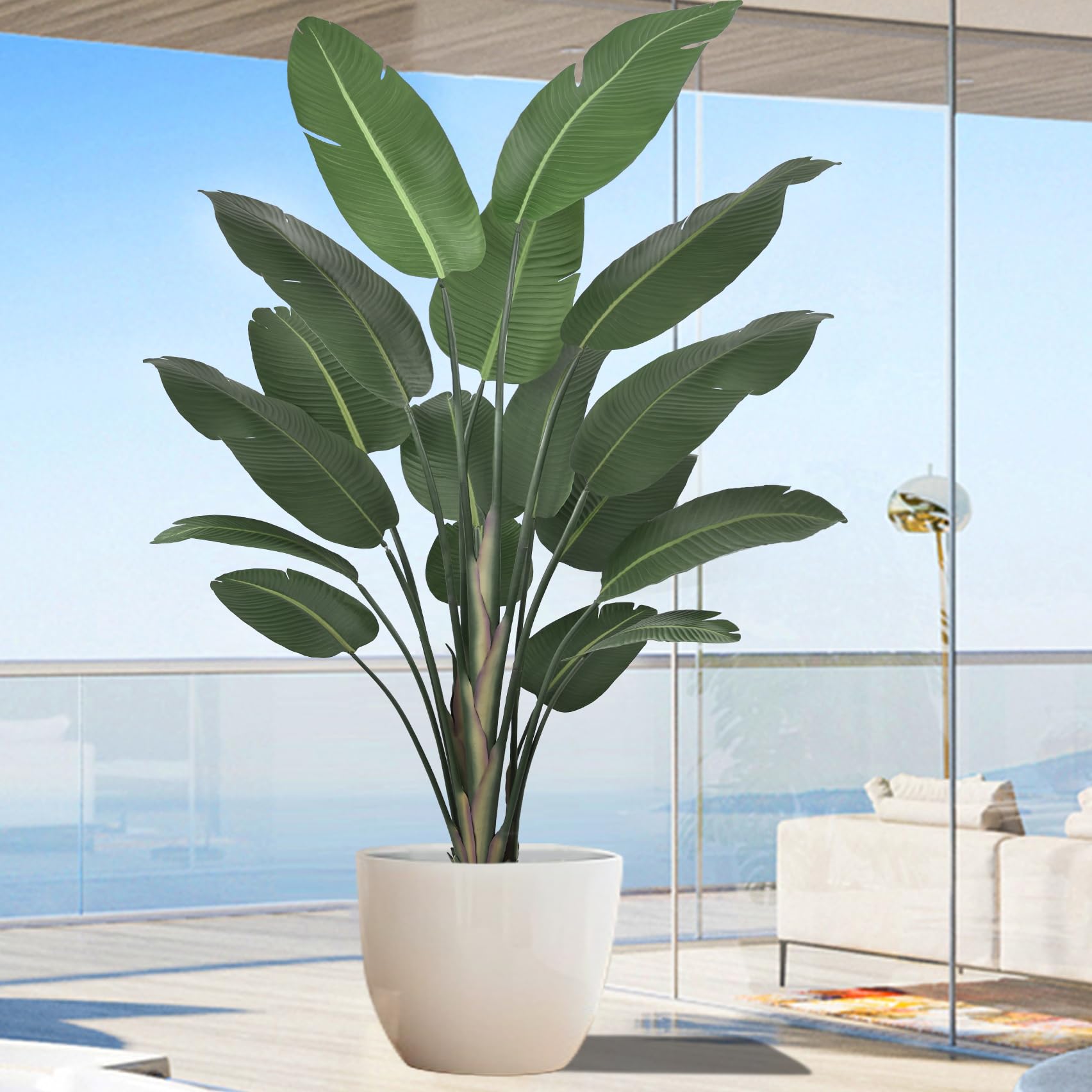 8ft Tall Bird of Paradise Artificial Tree (94 Inch) with Large Trunks and Realistic Leaves Big Faux Floor Potted Plants Fake Silk Plants for Home Office Living Room Decor Indoor Outdoor(8feet,1pack)