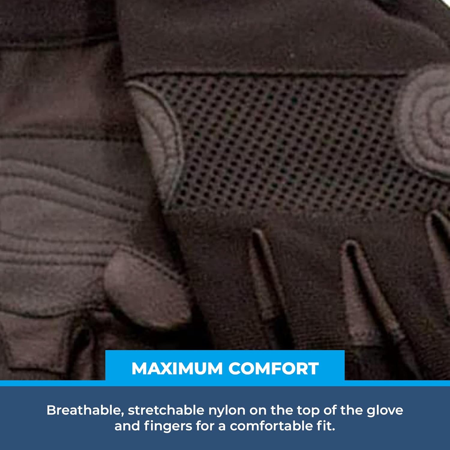 Rock-N-Rescue Rope Master Gloves - Version II, Lightweight, Breathable, Stretchable, Nylon Construction for Dexterity and Comfort, Leather Reinforced Palms for Protection, Large