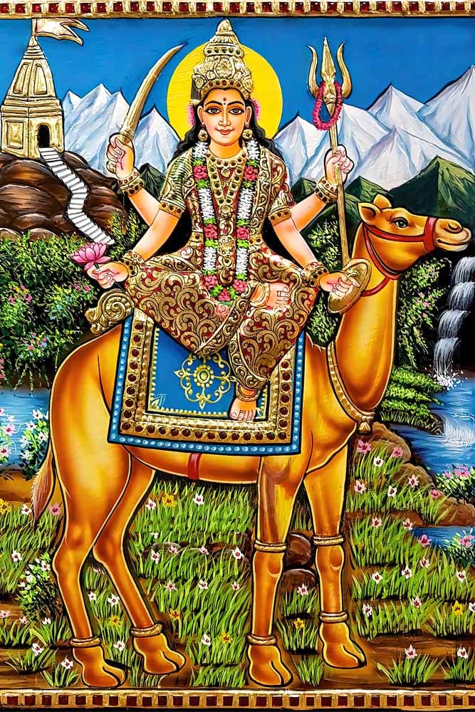 British TerminalGoddess Dasha Maa Momai Maa Religious Waterproof Canvas Print Sticker Poster || (12 inc X 18 inch) btvas2916-1