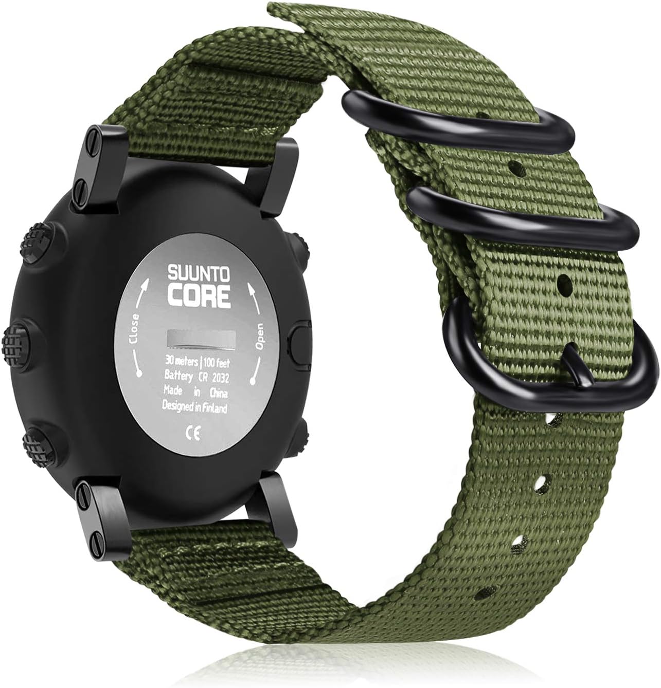 Watch Band Compatible with Suunto Core, Premium Woven Nylon Replacement Sport Strap with Metal Buckle Compatible with Suunto Core Smart Watch (Olive)