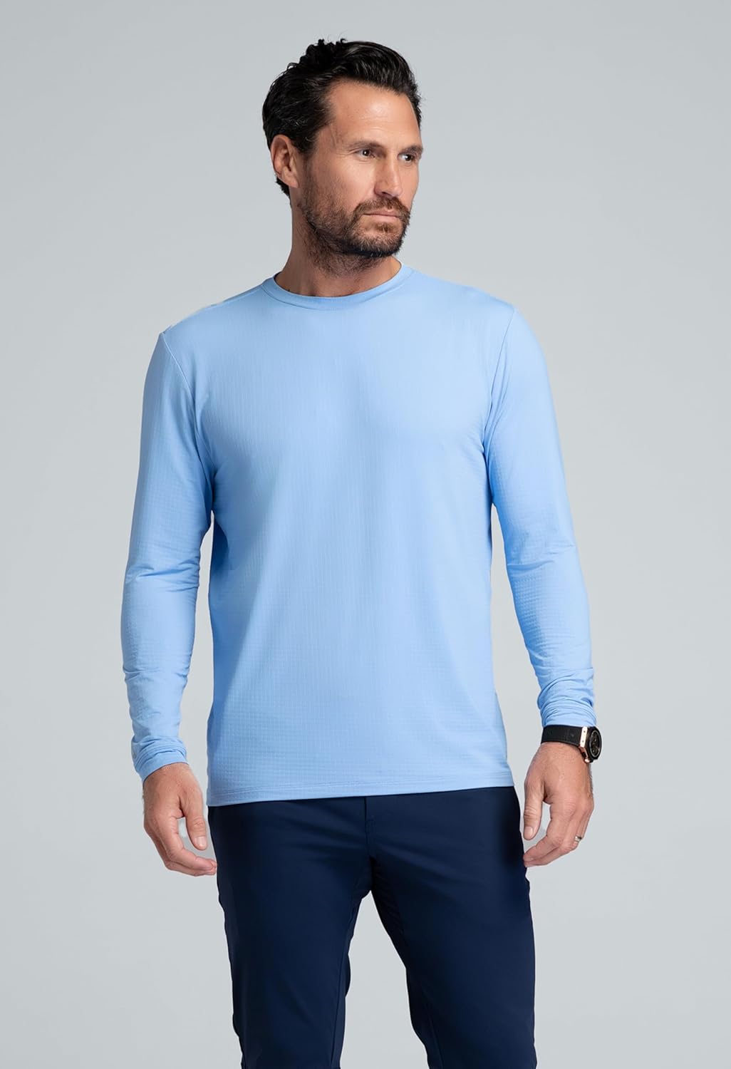 IBKUL Athleisure Wear Sun Protective UPF 50+ Icefil Cooling-Long Sleeve Crewneck T-Shirt (Modern Fit)-93199