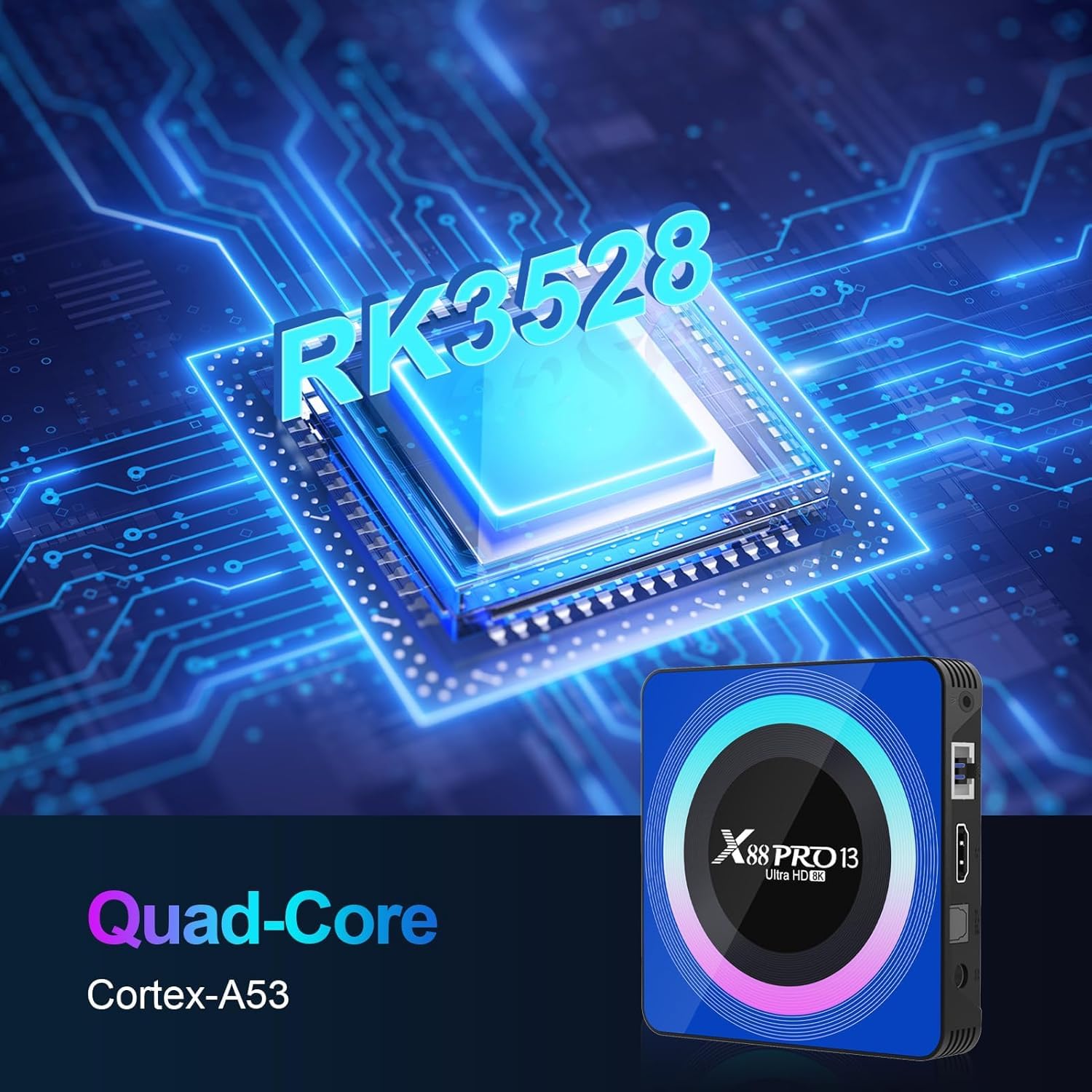 Android 13.0 TV Box, RK3528 Quad-Core con 4 GB di RAM e 128 GB di ROM, 8K HD Smart TV Box, compatibile con WiFi Dual Band 2.4G/5G, BT 5.0 e H.265 per lettore multimediale