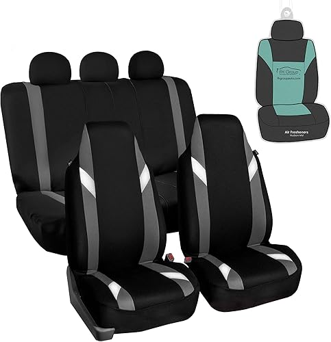 FH Group Supreme - Fundas de asiento de coche modernista compatibles con bolsa de aire, ajuste universal, color gris y negro, diseño de funda para