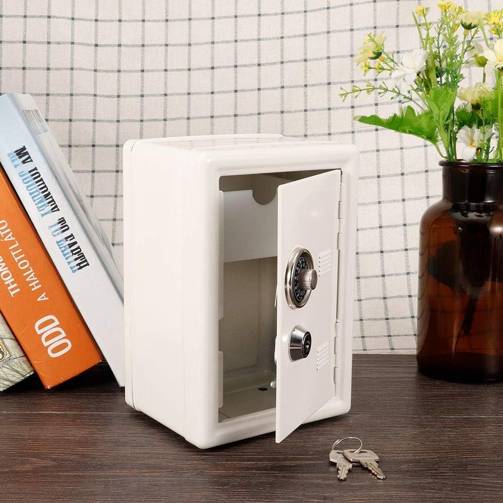 Cassaforte per risparmi, Salvadanaio in metallo a forma di cassaforte con 2 chiave, gettoniera mini banca sicura contenitore per barattolo, Salvadanaio Password con fessura per monete per bambini