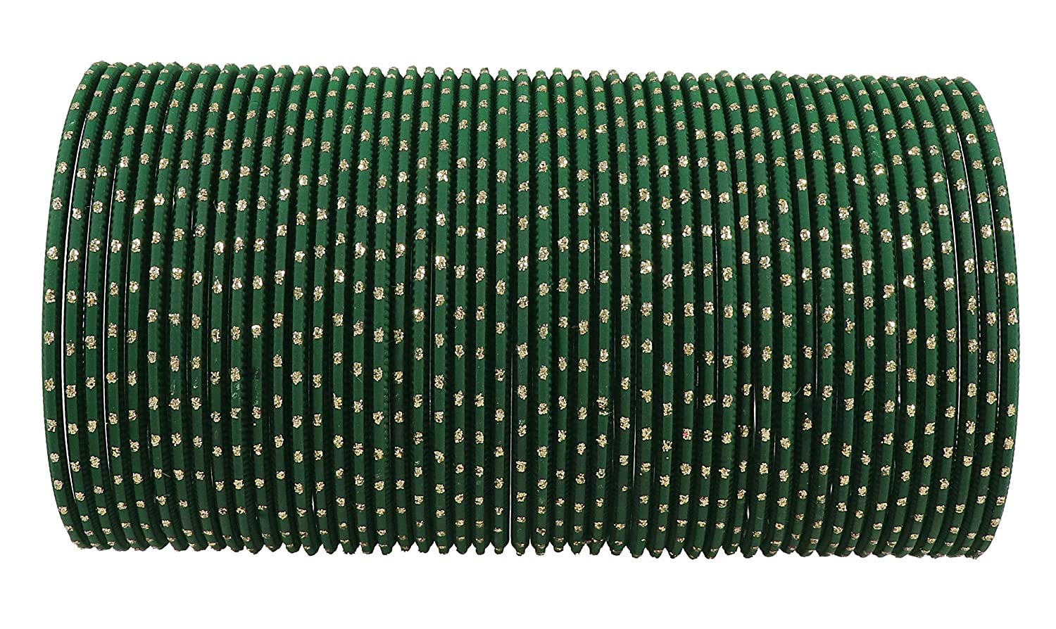 Oneness Beautiful & Elegant Golden Zari Dot Pattern Designer & Glossy Metal Bangles Set for Women and Girls - (Pack of 48 Bangles) _Available in Many Colours-image-31