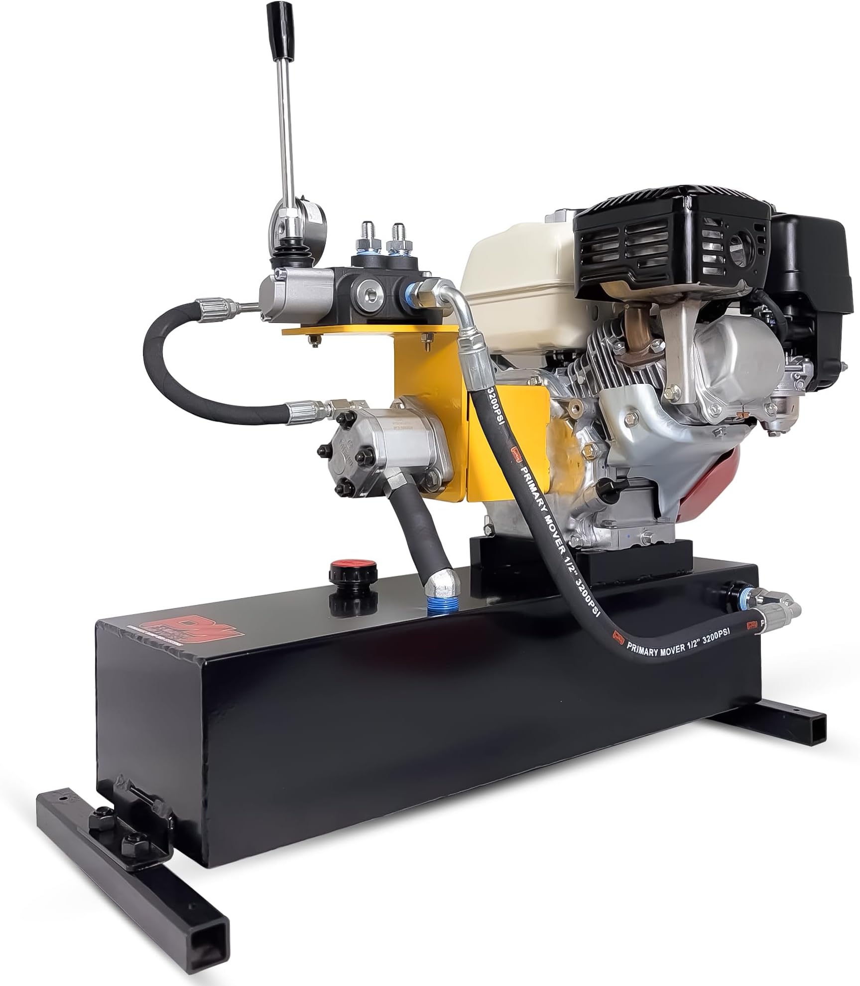 Gas-Powered Hydraulic Power Unit โ Honda GX200, 5-Gallon Reservoir (15 Qt Usable), Double Acting, Single Valve, Pull Start โ 3200 PSI Max (Pull Start, 5 Gallon Double Acting)