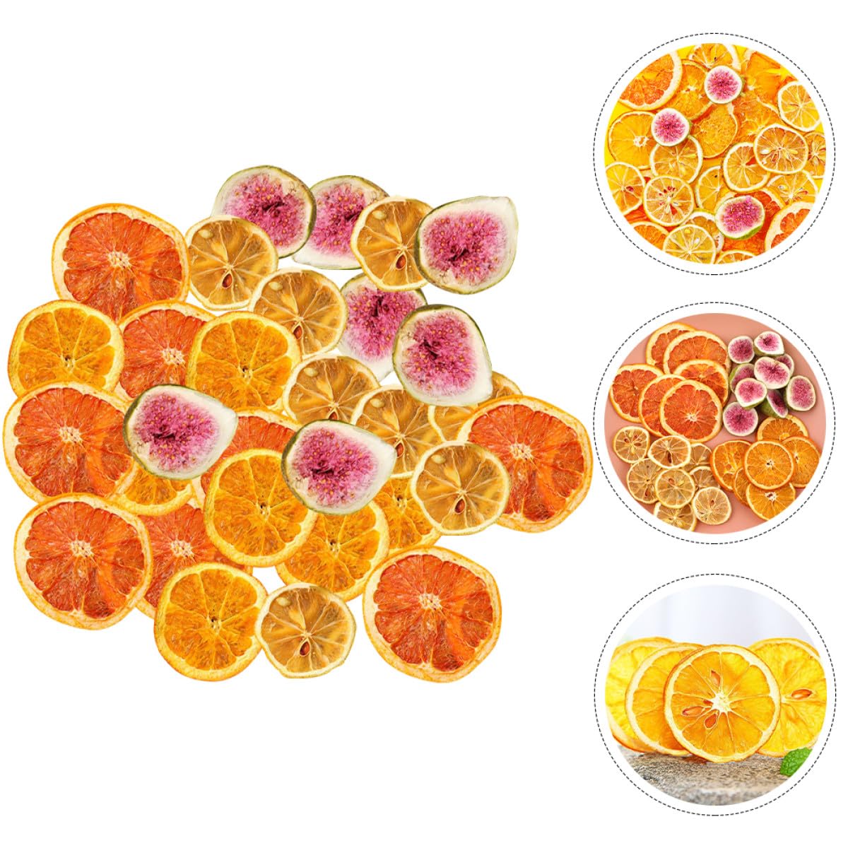 Tranches de Fruits Secs 200 G Assorties pour Décoration de Gâteaux et Bricolage DIY Tranches de Citron Séchées pour Décorations Thématiques Nature