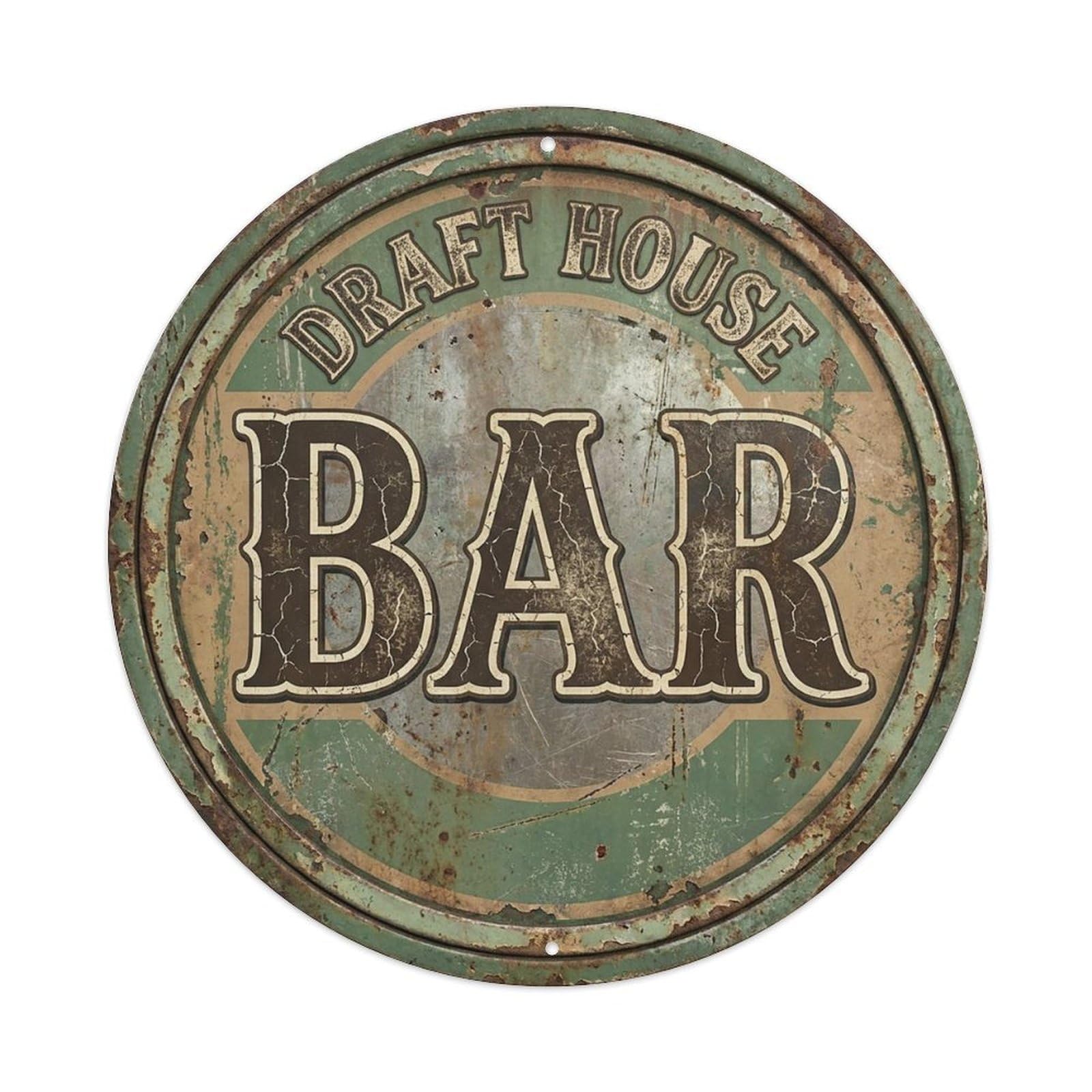 Vintage Beer BAR Draft House Retro for Pub Vintage Metal Tin Sign Plaque Wall Decor for Cafe, Club Bar, Office, Garden Metal Poster 8x8Inch