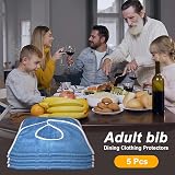 YYCFB Adult Bibs for Eating - 5 Adult Bibs | Washable Adult Bibs for Women and Men, Terry Cloth Clothing Protectors, Reusable Bibs for Elderly - 3