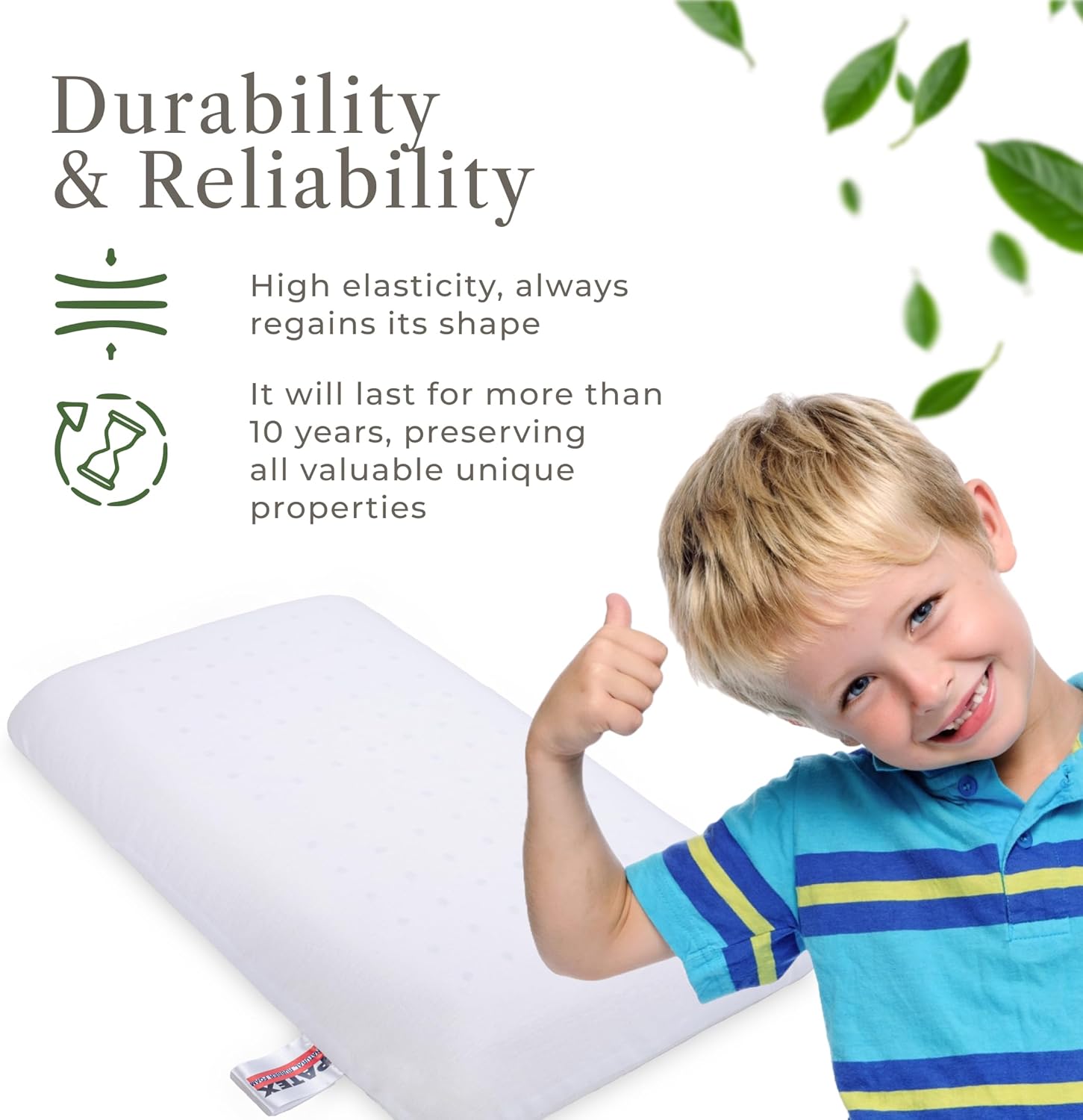 PATEX Kids Classic Latex Pillow – 100% Natural Latex – Orthopedic Neck & Head Support – Hypoallergenic & Breathable – Ideal for Children Ages 2+ – Made in Thailand 24" x 13" x 2.5" – Limited Stock